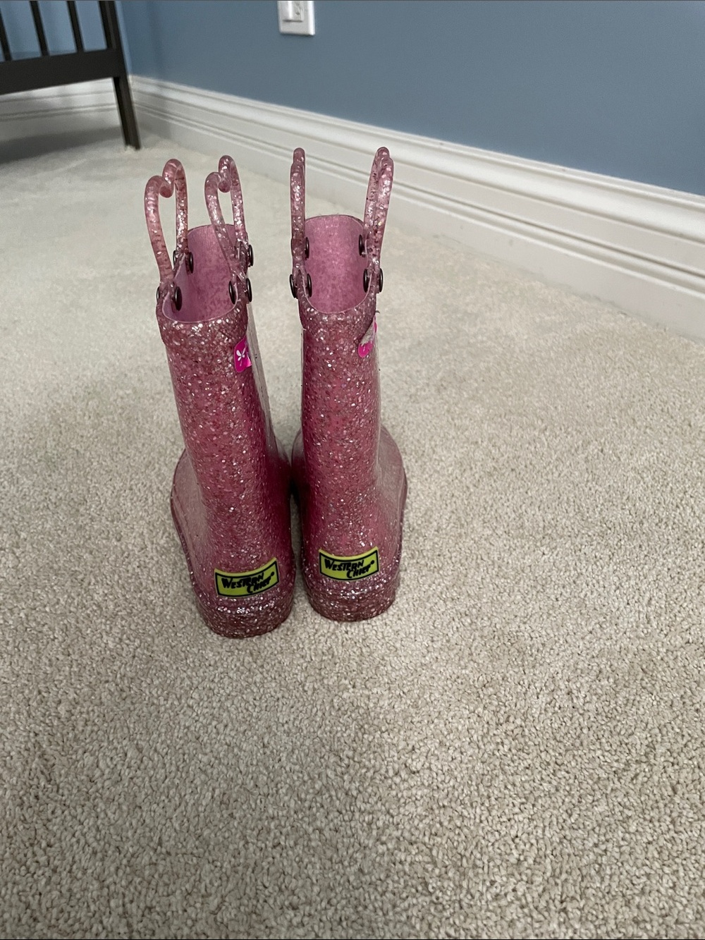 Western Chief Pink Glitter Kids Rain Boots - Picture 3 of 5
